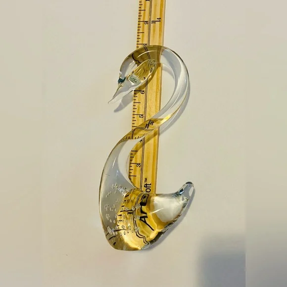 Graceful Bullicante Style Clear Glass Swan Figurine, Paperweight, Vintage - Picture 4 of 5